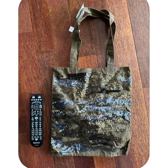 Express Green and Blue Sequin Tote - Picture 1 of 6